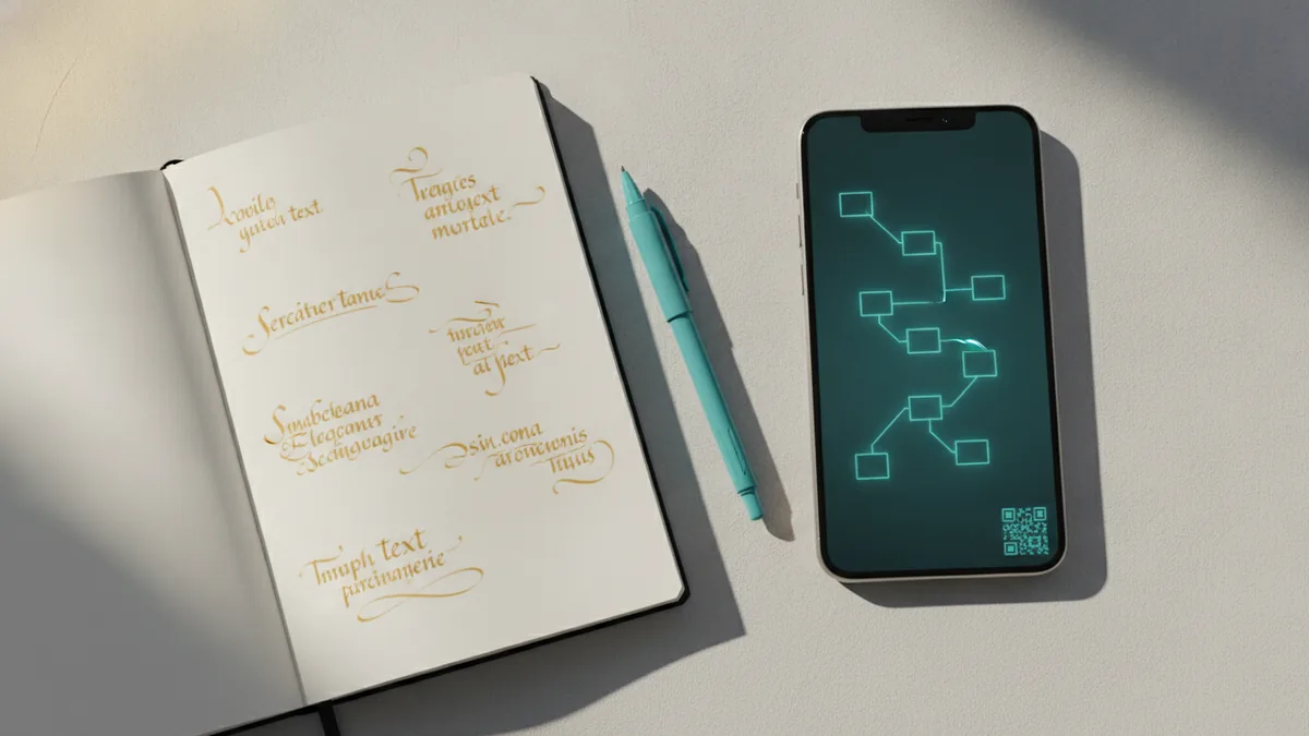 Desk setup for drafting an Instagram bio and testing font styles
