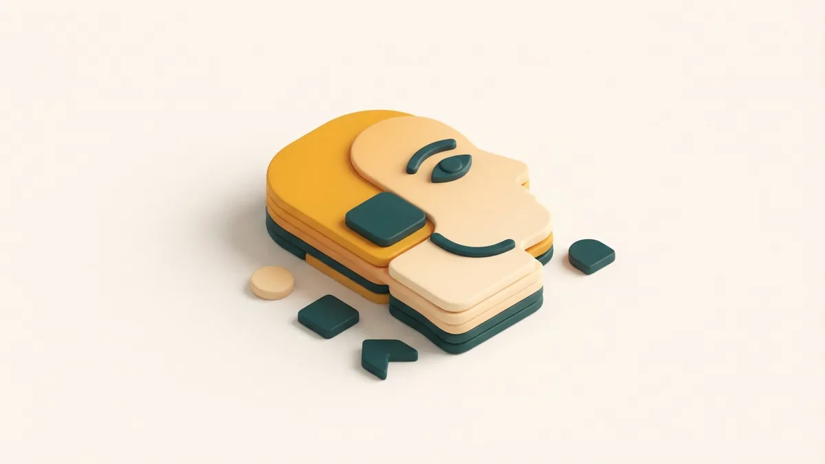 Build a clear profile message Abstract clay cards and colored chips representing a clear TikTok profile bio