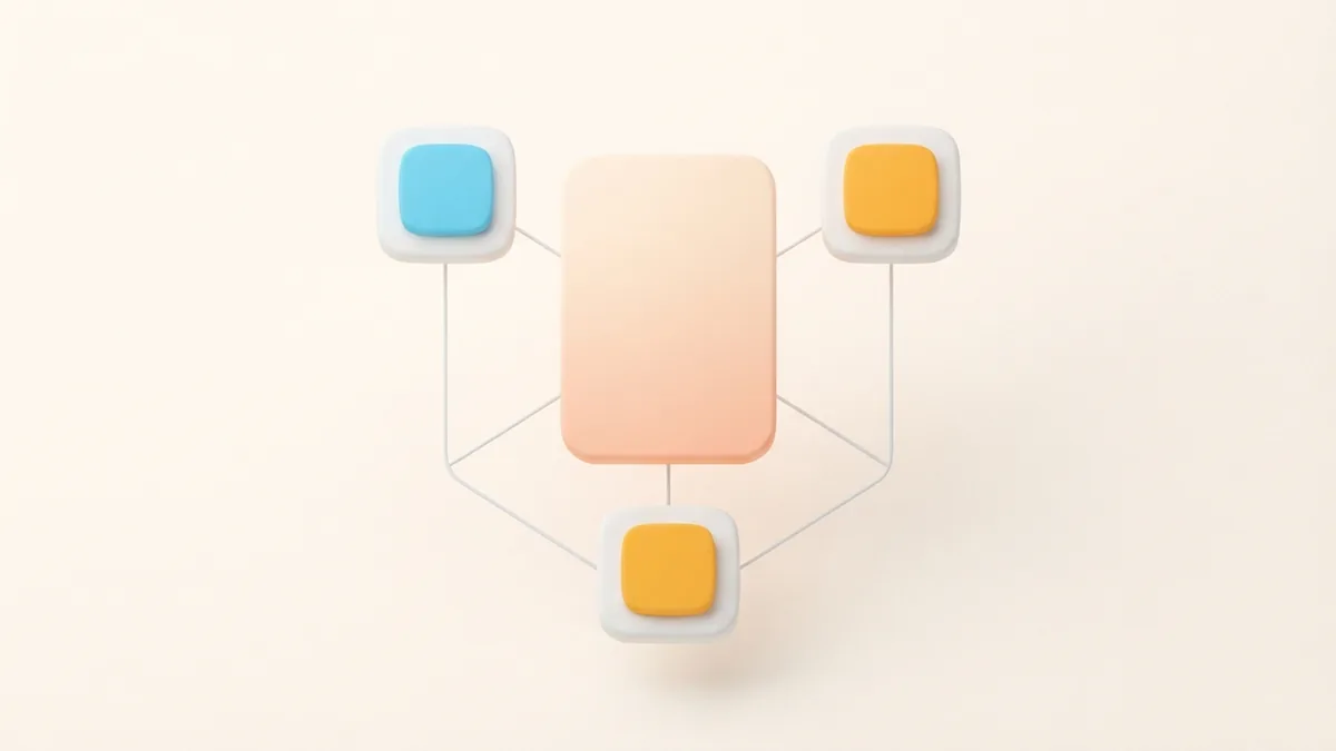 Profile description concept Abstract rounded tiles arranged around a central profile card