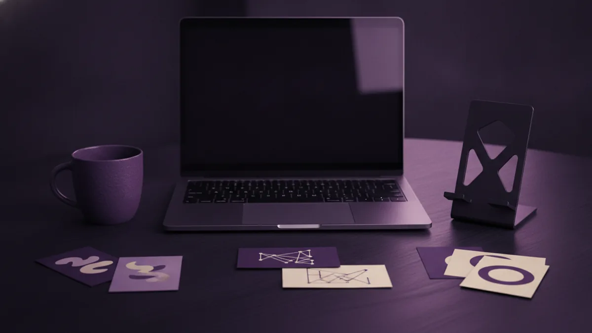Creator working at a desk with notes and cards to shape different bio styles.