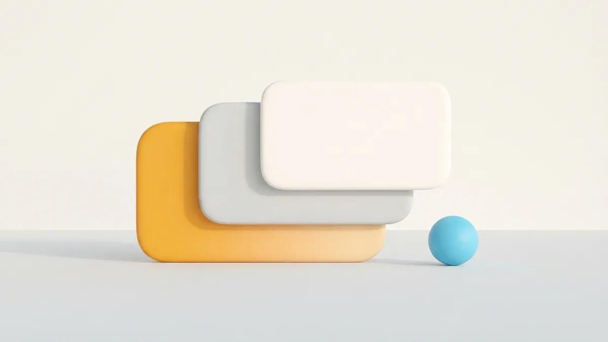 The parts of an effective Instagram profile bio Layered rounded cards and a sphere showing the core parts of a strong profile bio