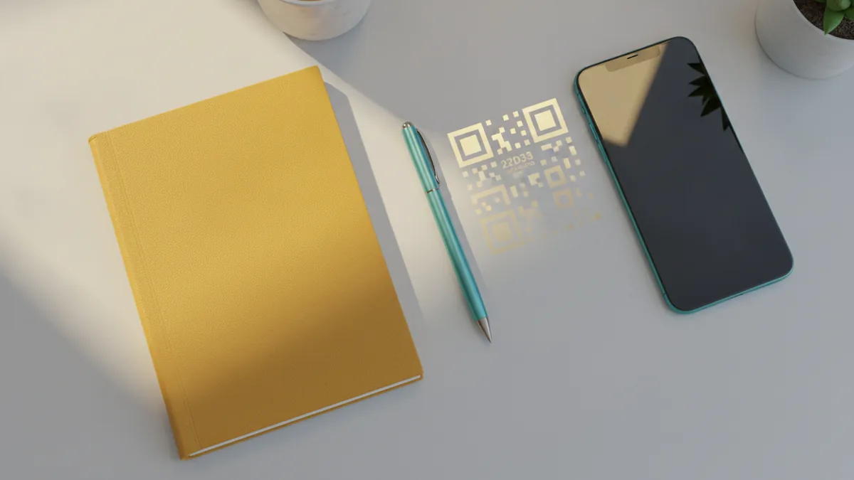Notebook and pen beside a smartphone, representing planning an Instagram bio