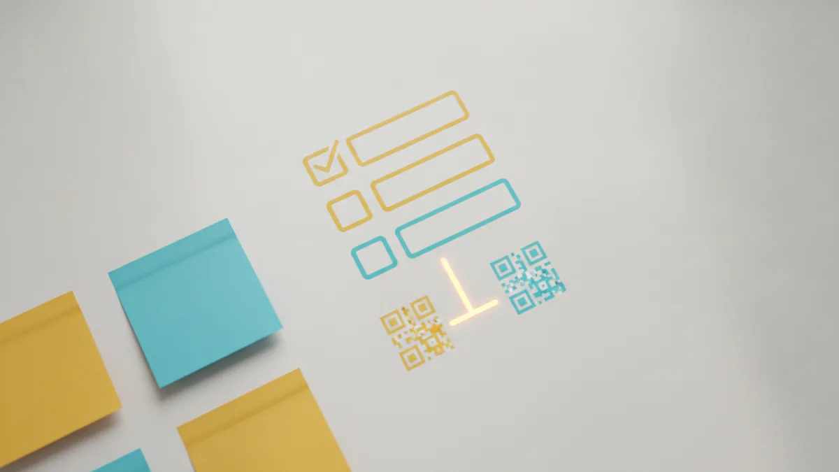 Bio building blocks Sticky notes arranged like a checklist for key Instagram bio parts