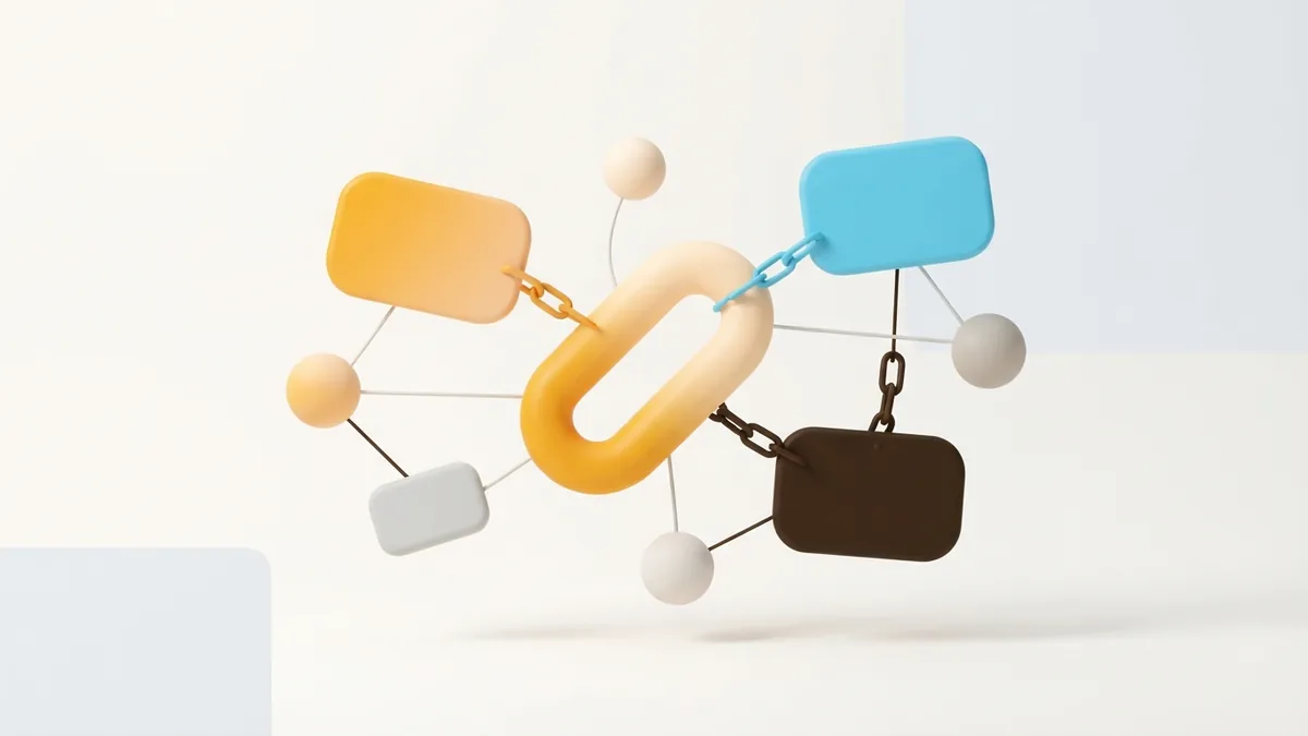 Abstract connected cards showing several destinations from one profile link