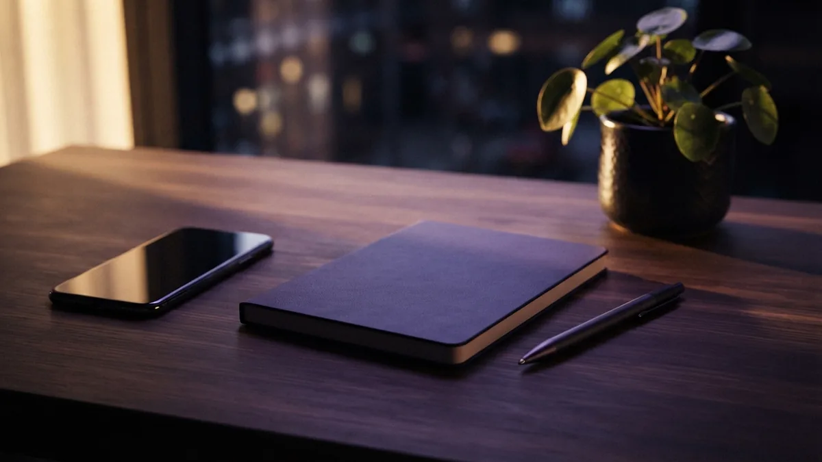 Notebook with neat profile planning materials beside a modern smartphone