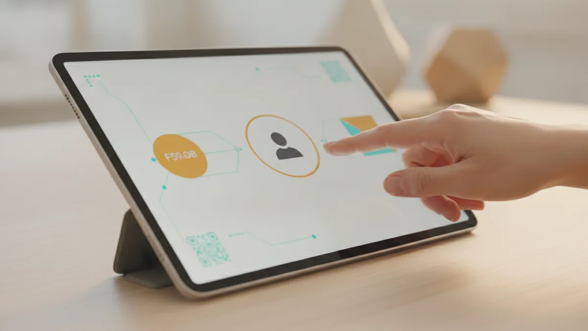 Find Edit Profile Hand using a tablet to reach the Edit Profile option