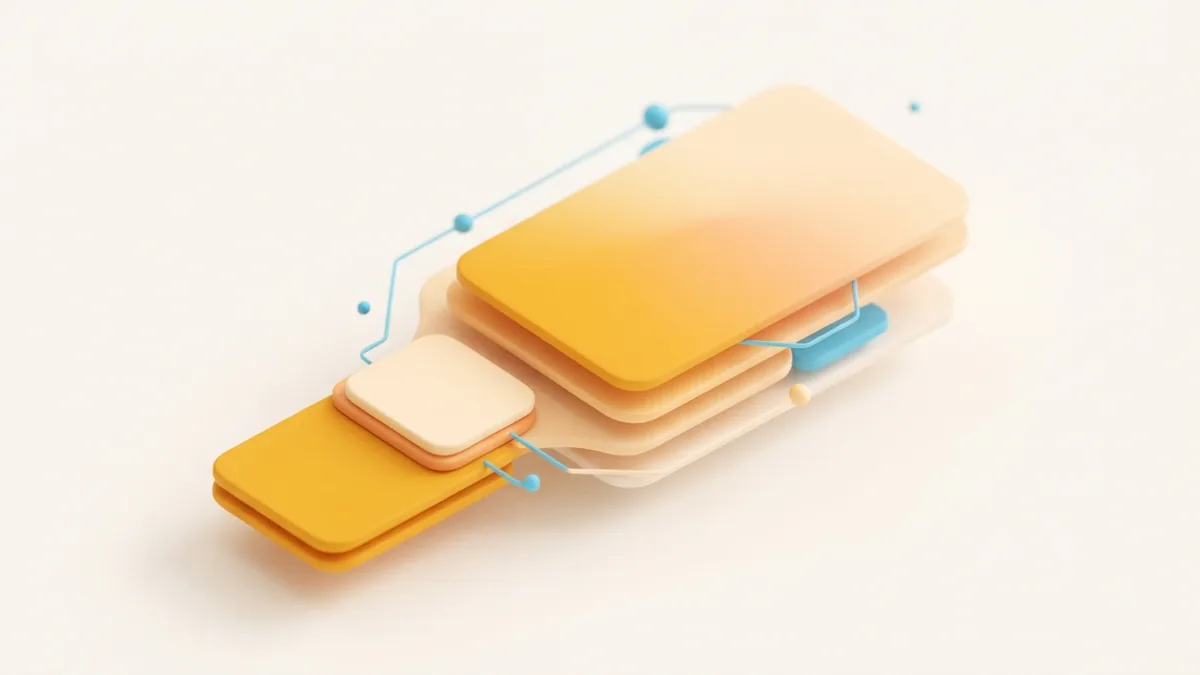 Layered rounded cards show how a landing page adds space beyond a short profile bio