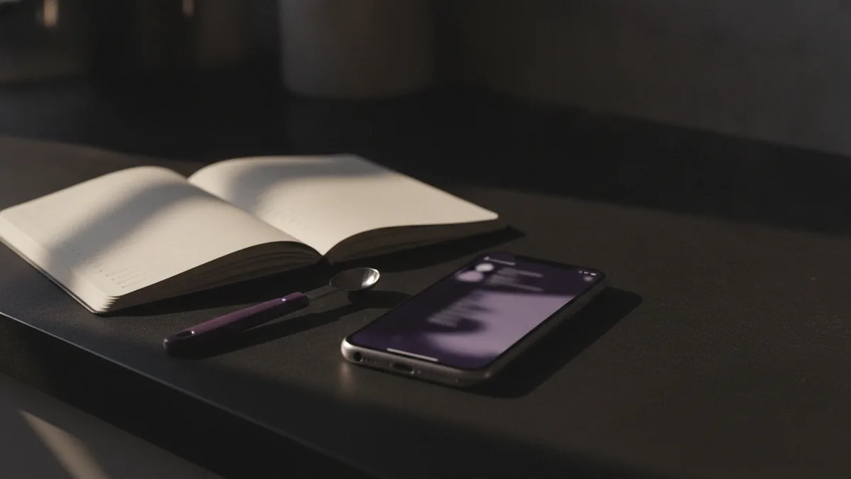 Phone on kitchen counter while planning recipes from profiles