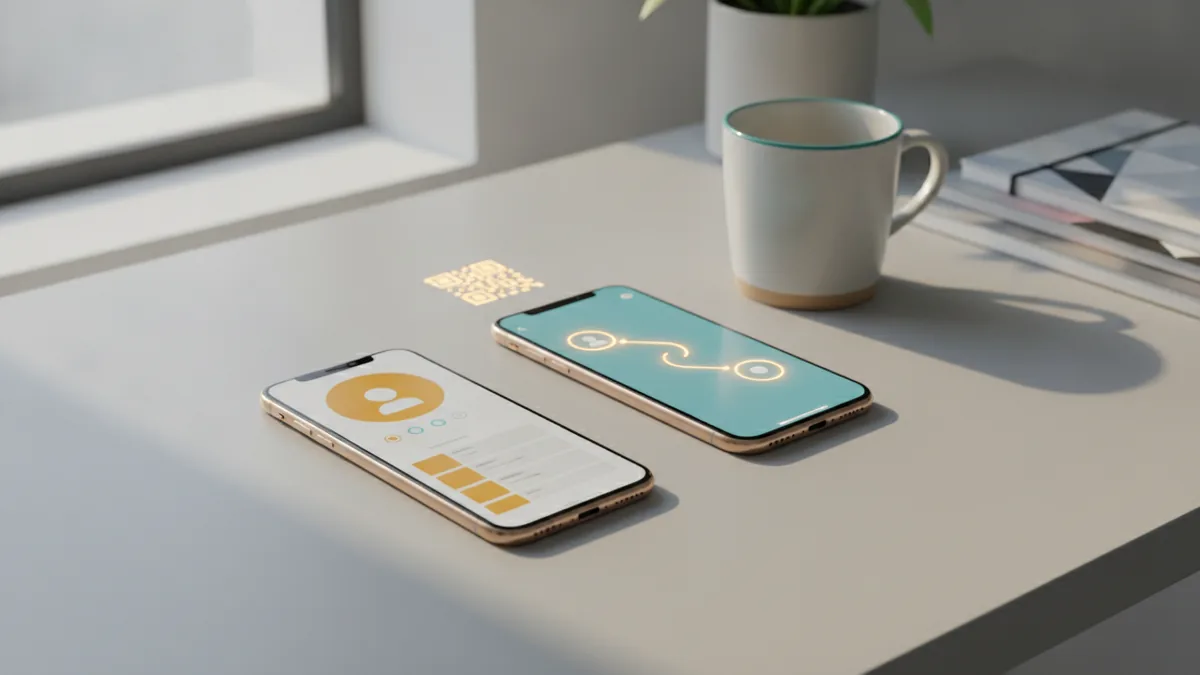 Lemon8-TikTok integration overview Two phones on a desk suggesting social profile integration and bio link control