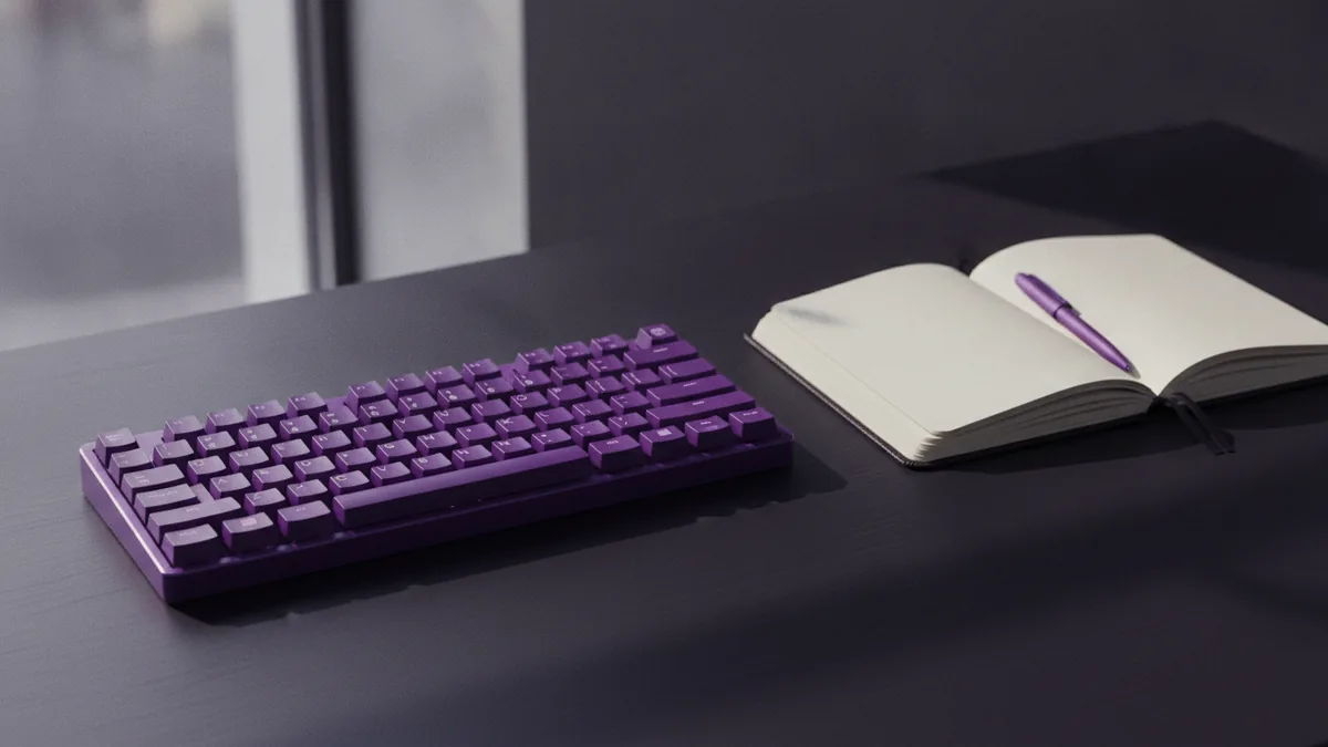 Laptop keyboard and notebook for planning bio line breaks.