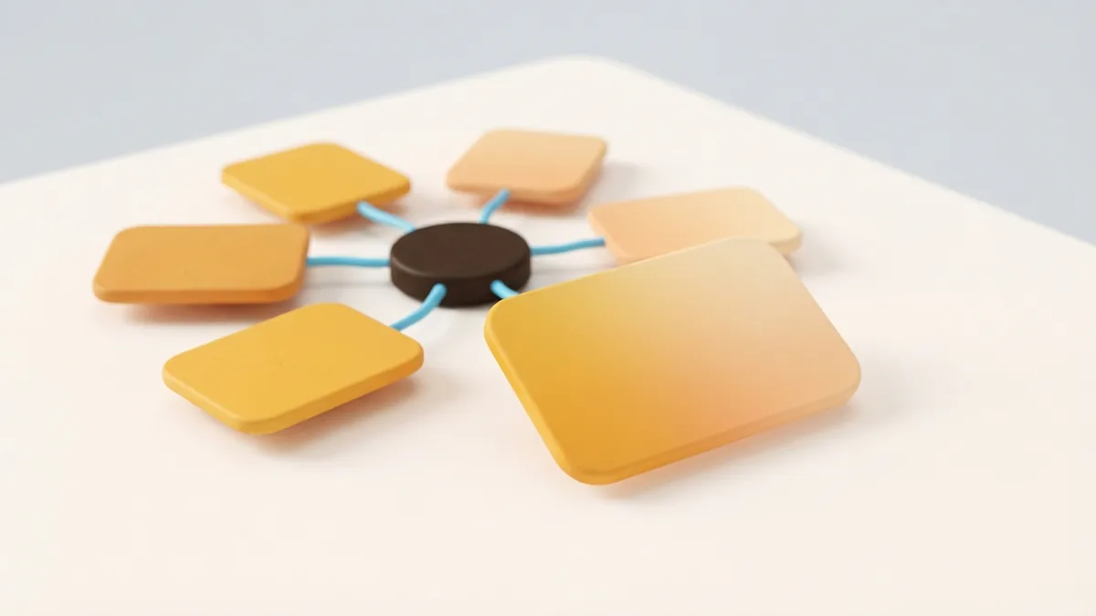 Several links from one profile Multiple rounded link cards branching from one central profile destination