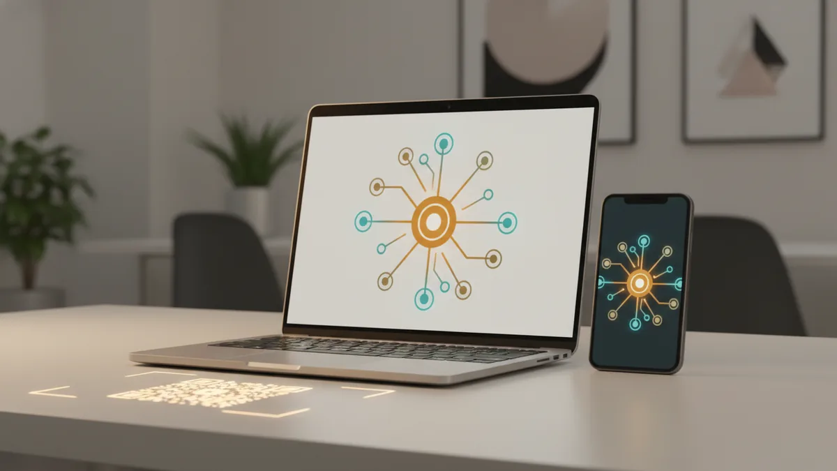 Laptop and phone displaying a link hub concept for connecting VSCO and other profiles