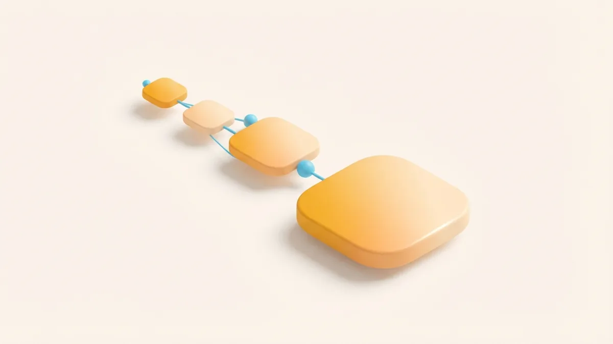 A short chain of rounded tiles shows a simple path to a shared destination