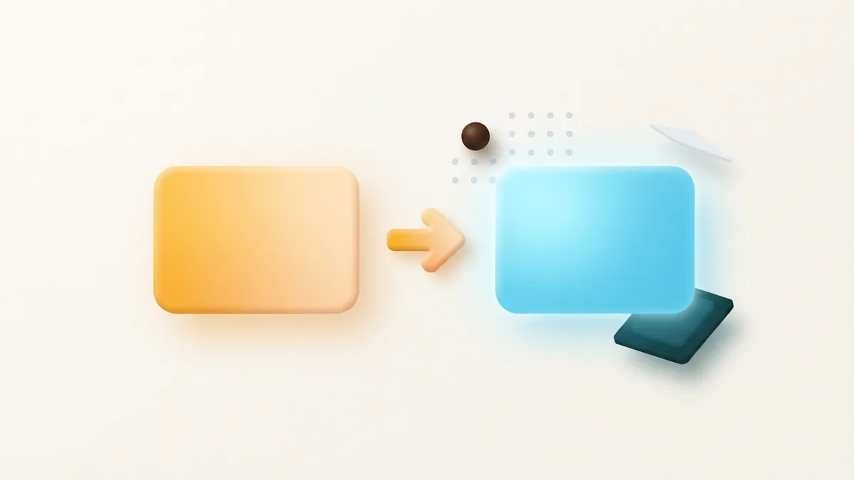 A simple arrow points toward one clear destination card