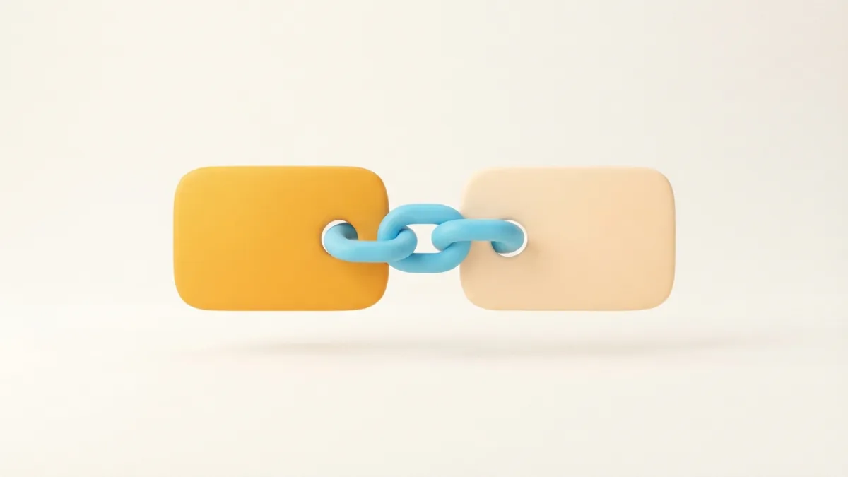 Simple chain shape joining two rounded cards to suggest a clickable profile link