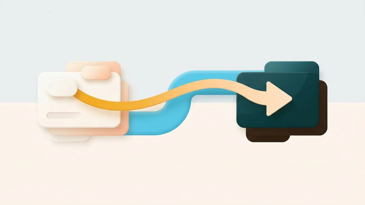 A simple path for adding your link Layered cards and an arrow showing a simple path for adding a website link