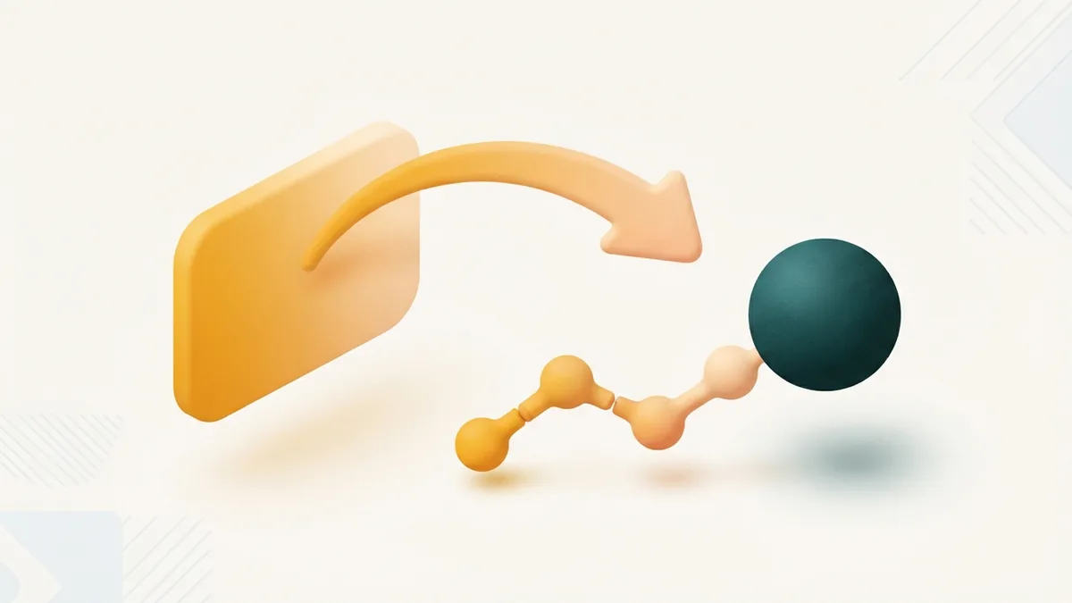 Abstract rounded card and connected path showing a clear artist bio call to action