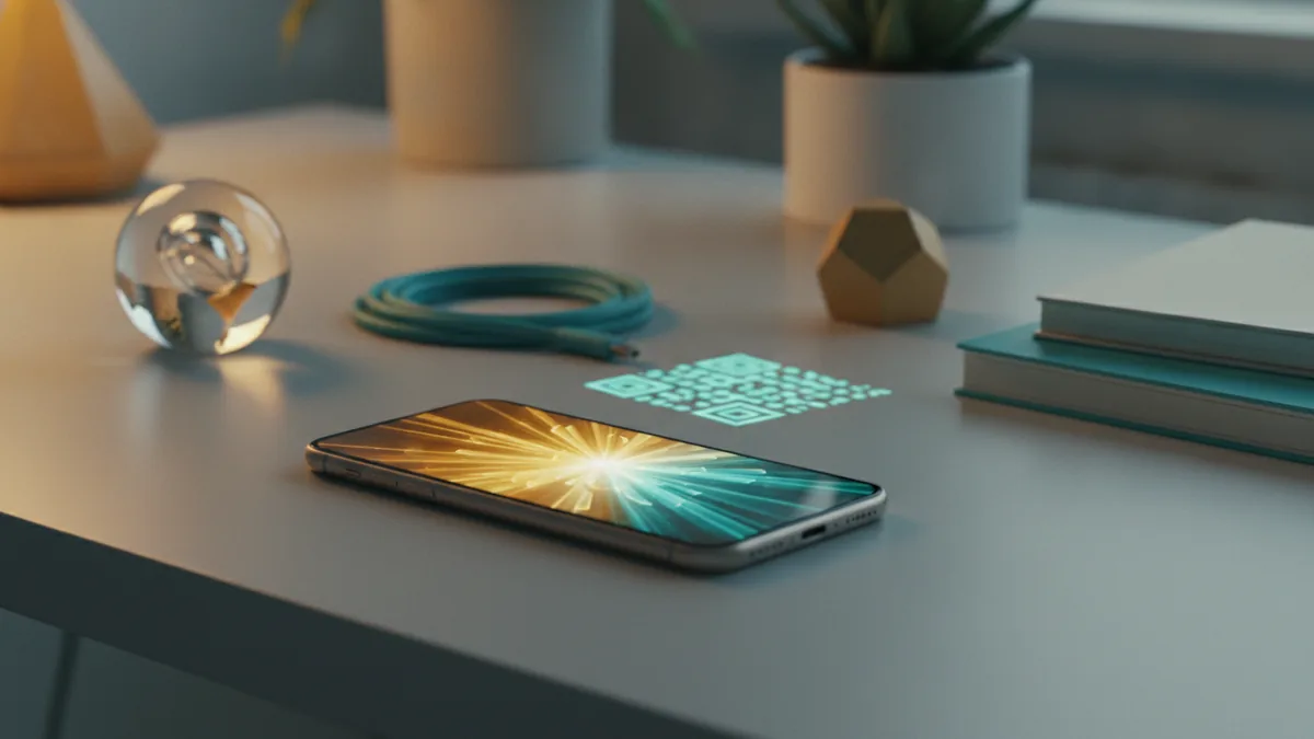 Colorful accents around a phone to suggest emoji and style use