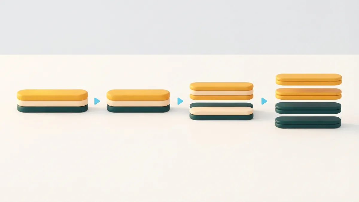 Abstract cards showing one continuous bar arranged into separate bio lines
