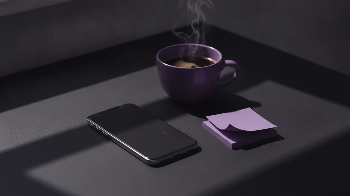 Minimal creative desk setup highlighting social media bio emphasis
