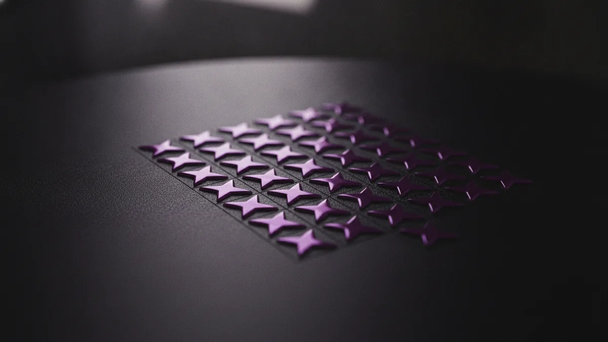 Pick the right star Assorted star symbols arranged neatly on a dark desk surface