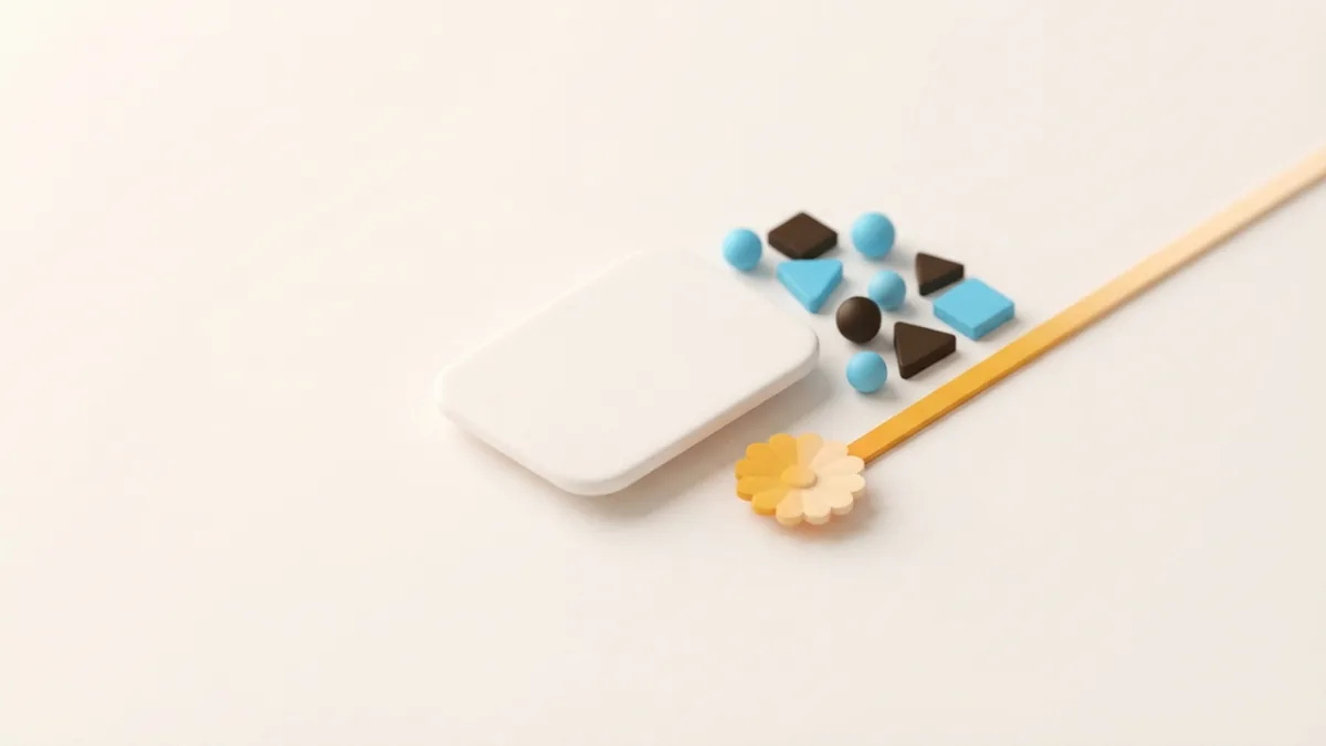 Minimal clay card and trimmed shapes represent making an Instagram bio more concise