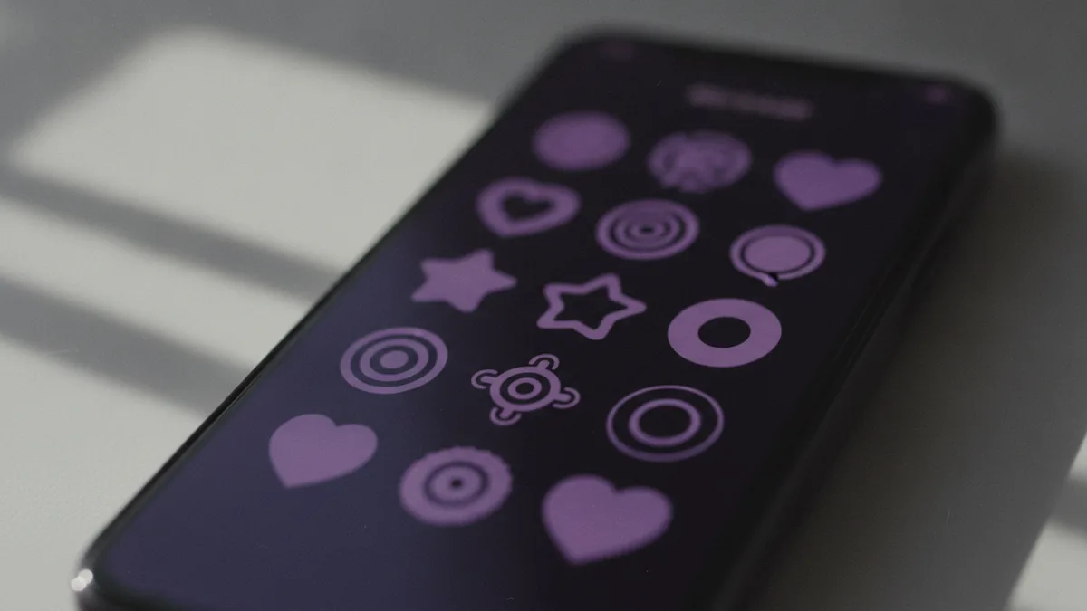 Use emojis as accents Abstract colorful symbols showing how emojis can enhance a bio visually