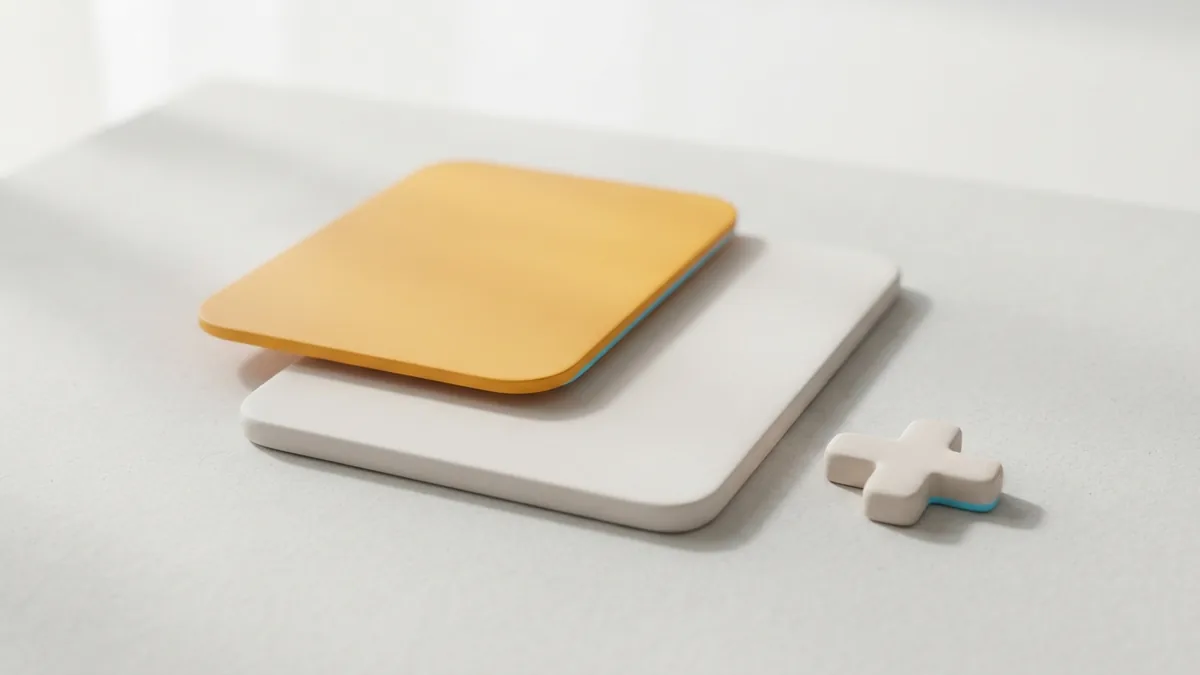 A slim prompt panel moving aside from a blank card to suggest dismissing a banner