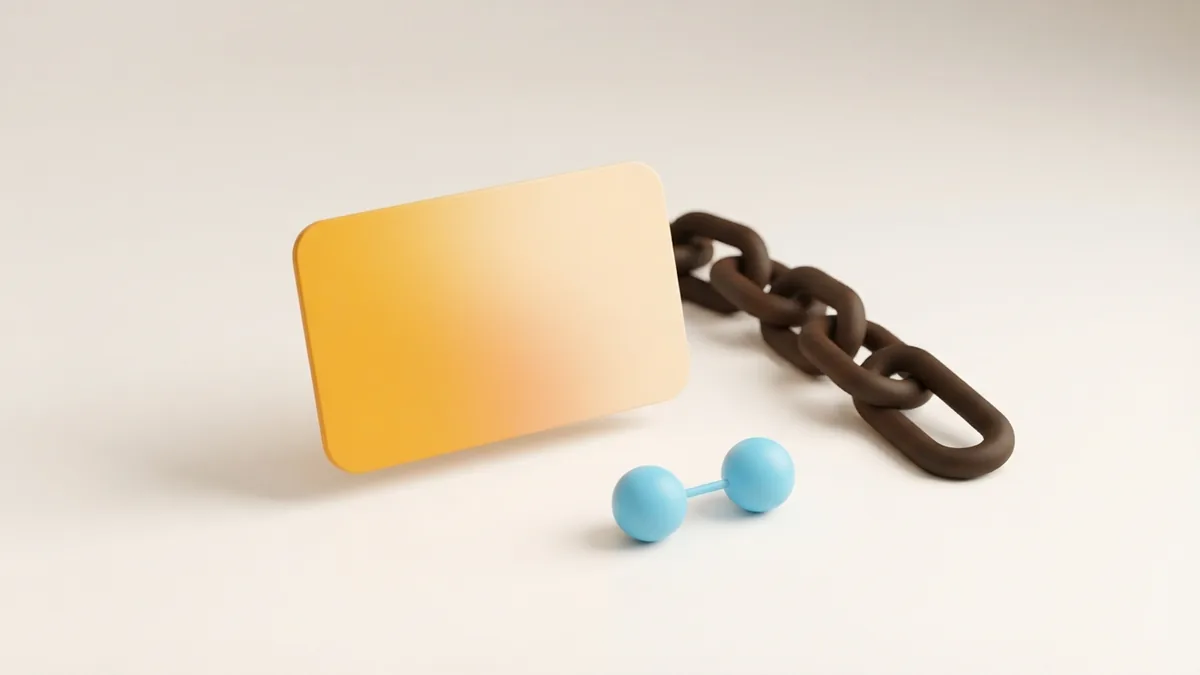 Rounded clay card with connected links showing an external profile path