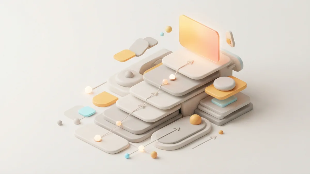 Abstract path of rounded cards representing steps to access old Instagram bios