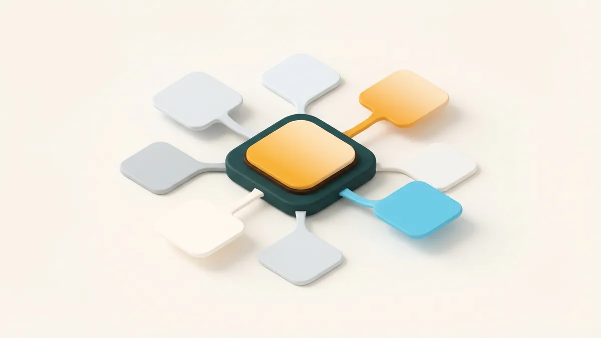 Abstract link hub with rounded cards for several social profiles
