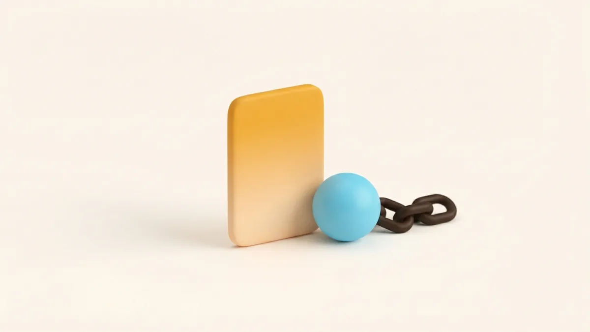 Minimal rounded profile card and link chain showing a current social bio