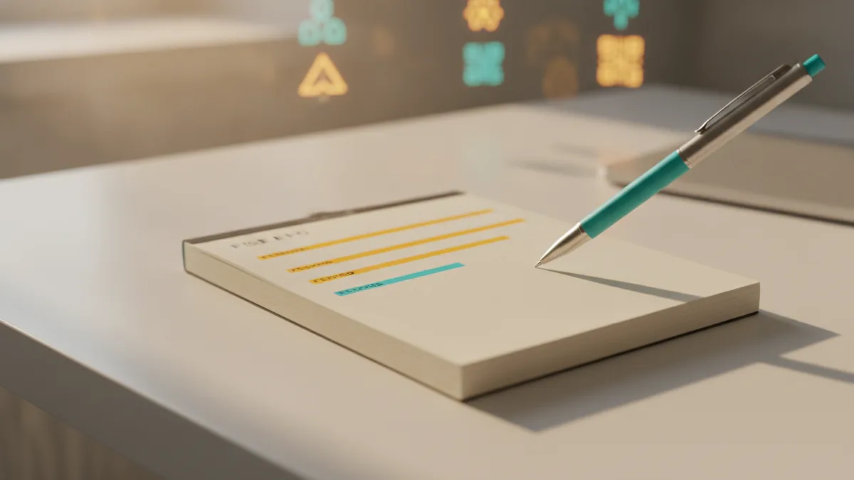 Notebook layout for planning an identity, value, and call to action