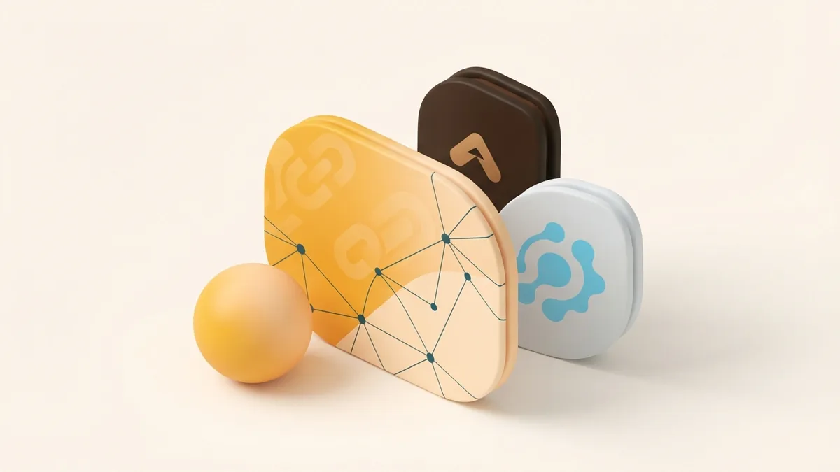 Key details for a short bio Rounded abstract cards and a sphere representing the key details to include in a Facebook bio