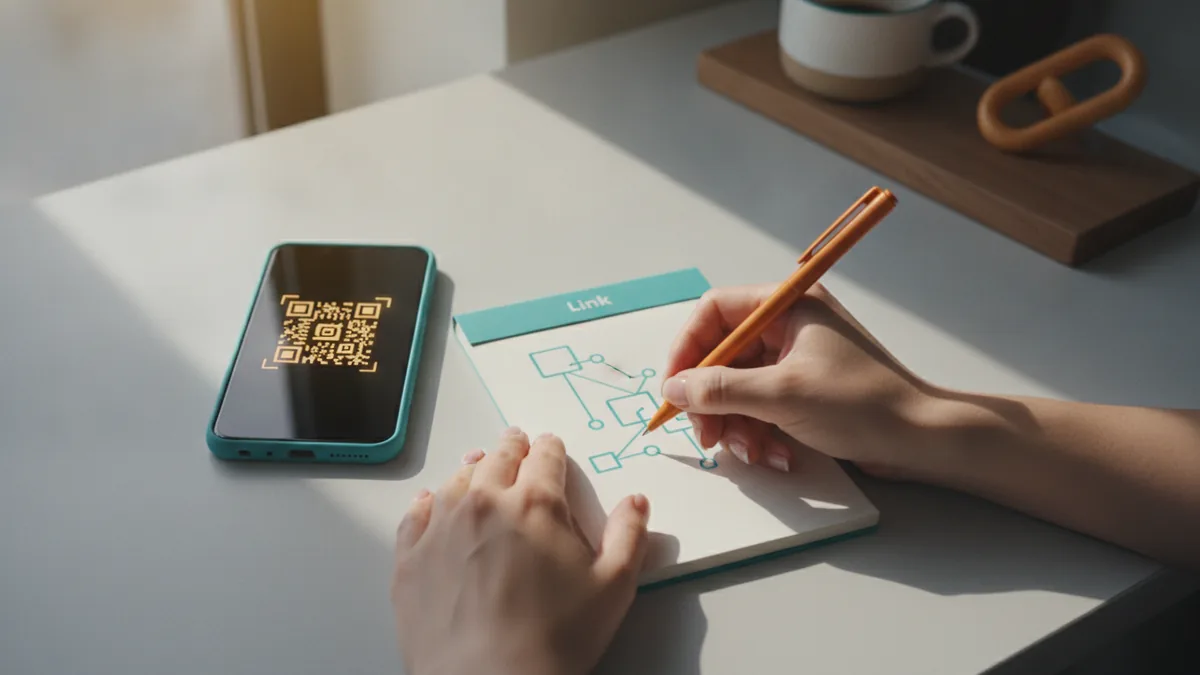 Make every word count Writing short bio lines on paper near a phone for clear planning.