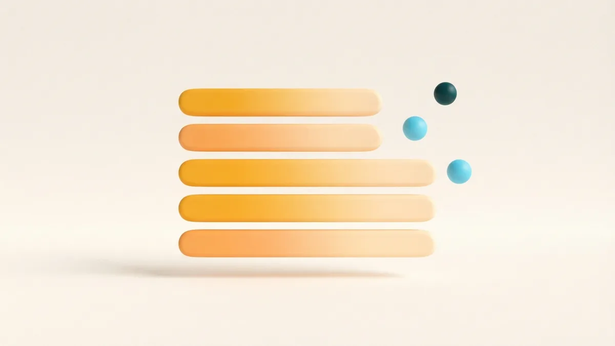 Simple spacing for a readable bio Spaced rounded shapes representing a bio that is easy to scan