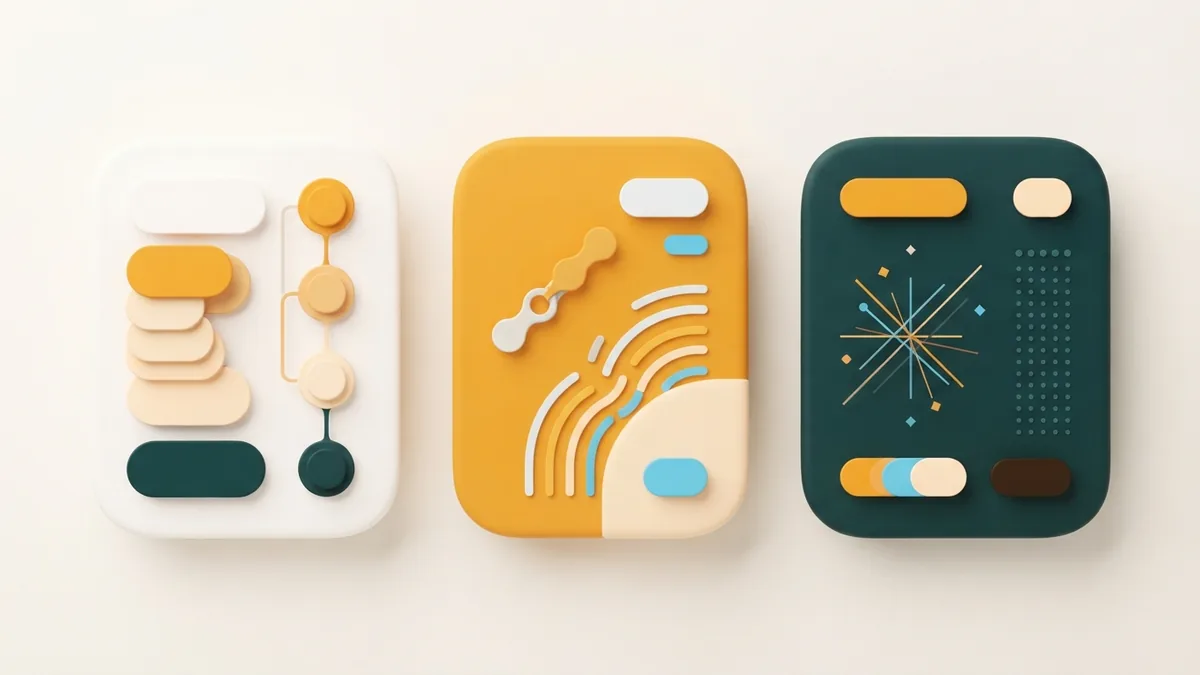 Three distinct abstract card shapes representing different social bio formats