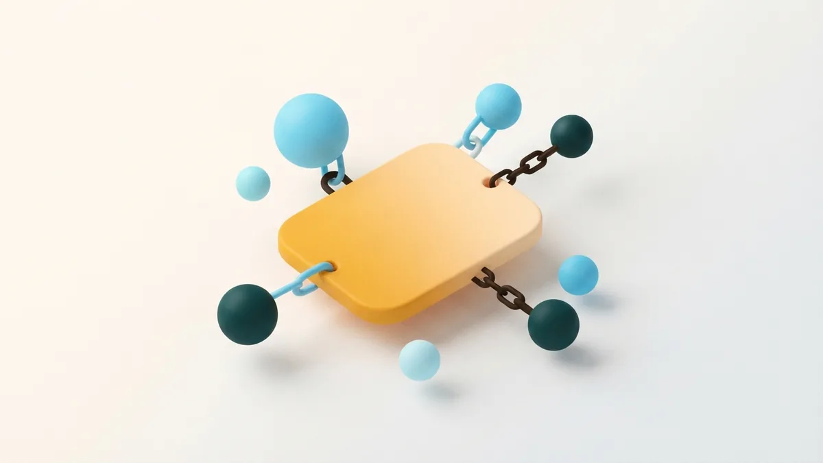 Rounded profile card linked to simple nodes to suggest stronger audience connection