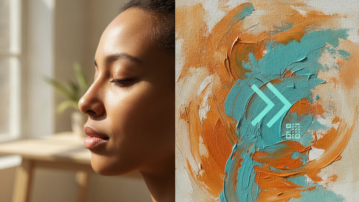 Trust through visuals Headshot and artwork detail representing a trusted profile picture