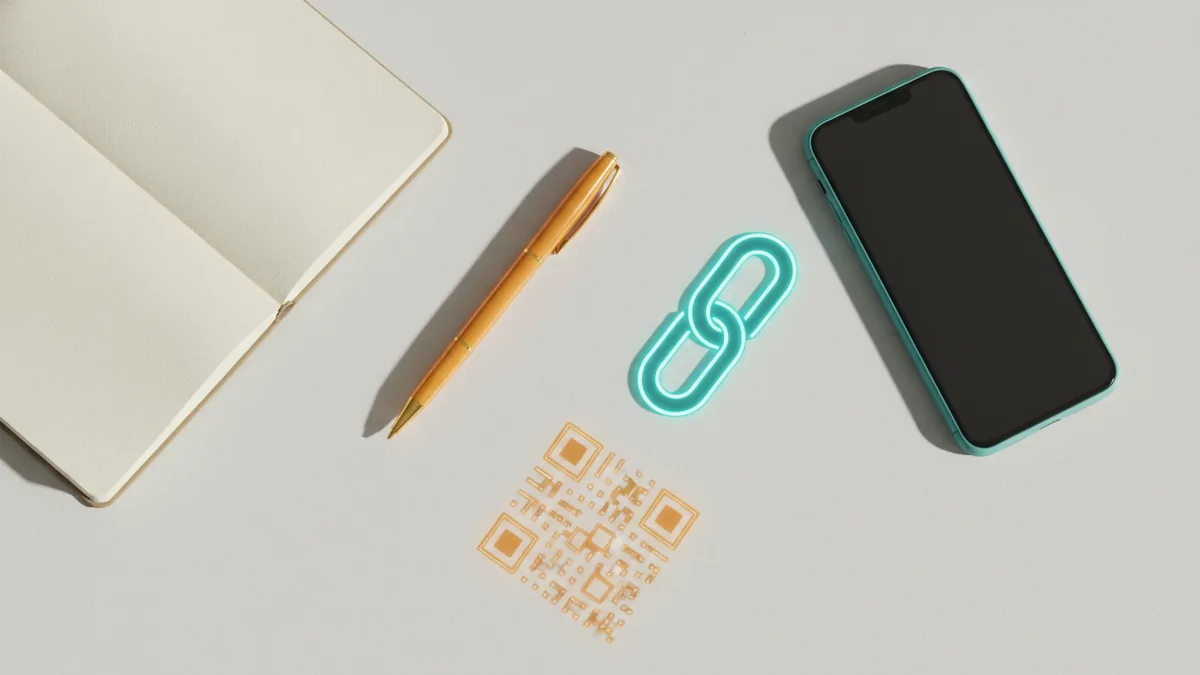 Notebook and phone arranged for planning an Instagram bio