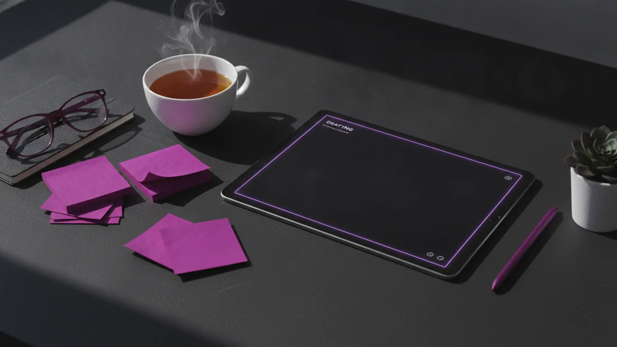 Example-ready bio drafts Creative workspace setup for drafting Urdu Instagram bio lines
