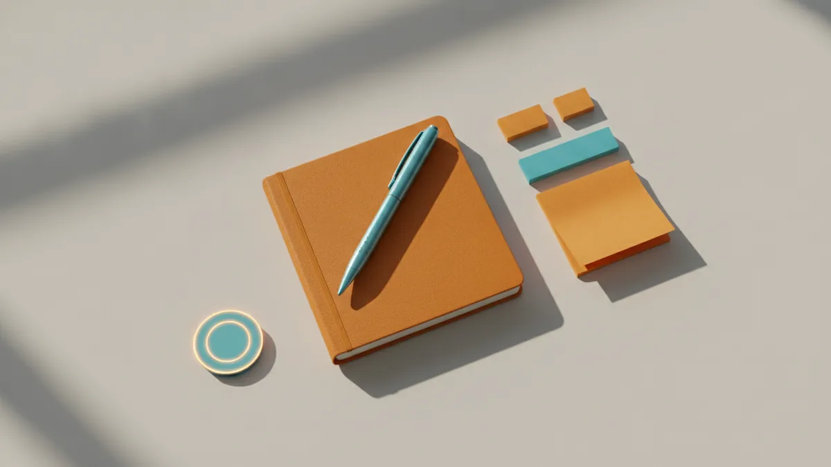 Plan your 150 characters Planning a short Instagram bio with pen and notebook layout