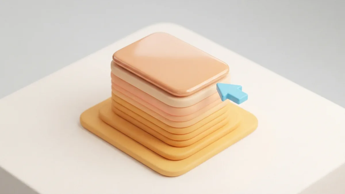 Polished layered cards with a simple arrow showing a refined profile introduction