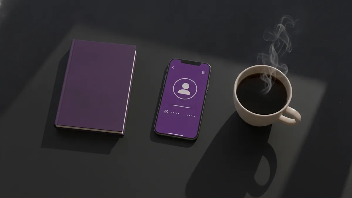 Minimal desk scene with a phone and book to match an introvert Instagram vibe