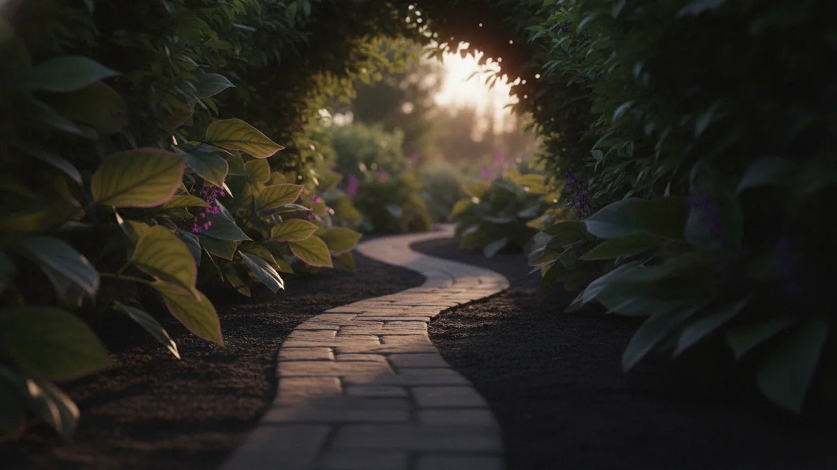 Green outdoor path with soft golden light for introvert lifestyle bio ideas