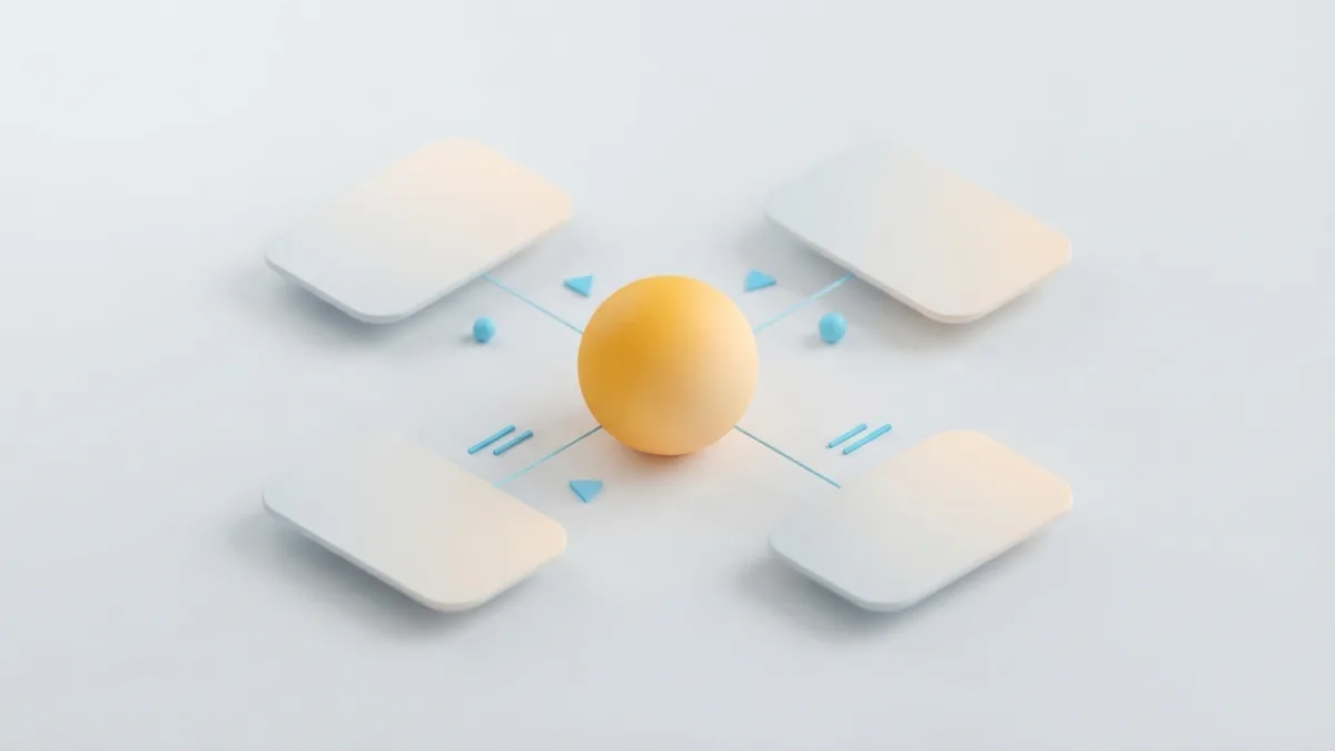 Rounded cards and connected shapes showing the key parts of a strong Instagram bio