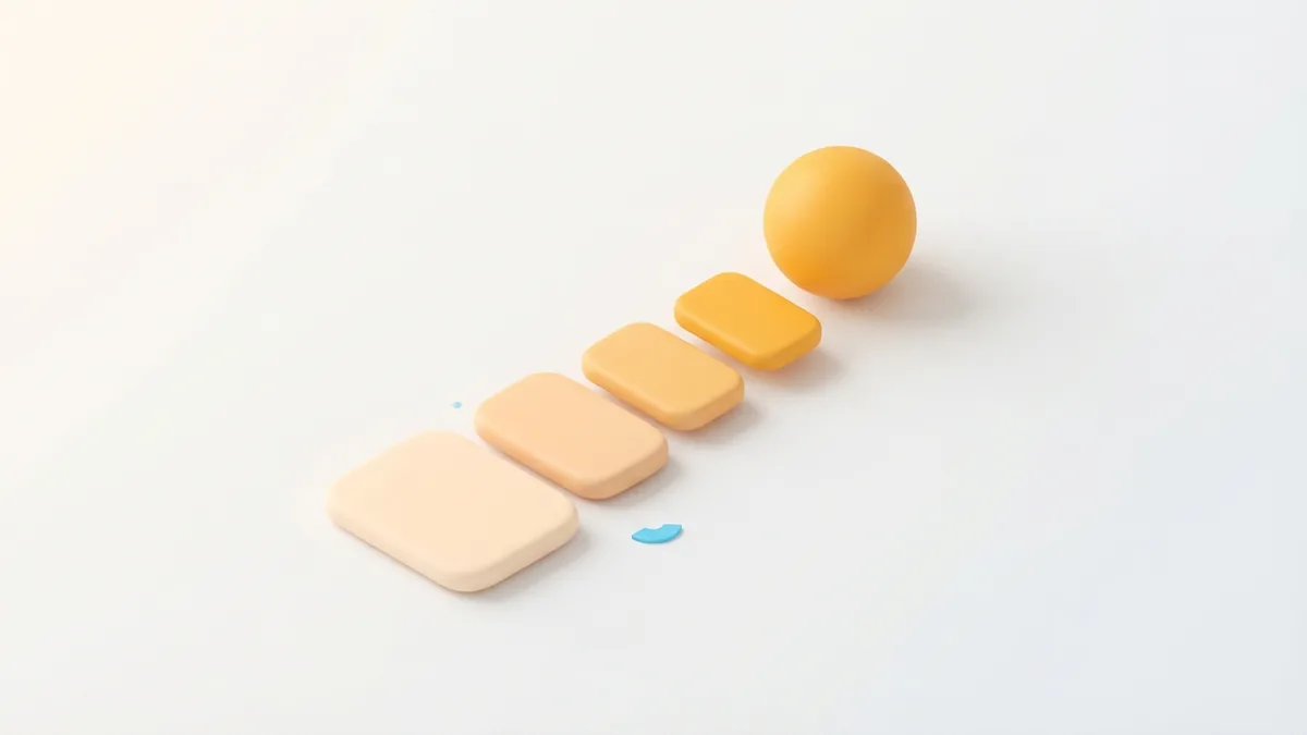 Build your bio one step at a time Clay tiles rising toward a sphere to represent writing an Instagram bio step by step