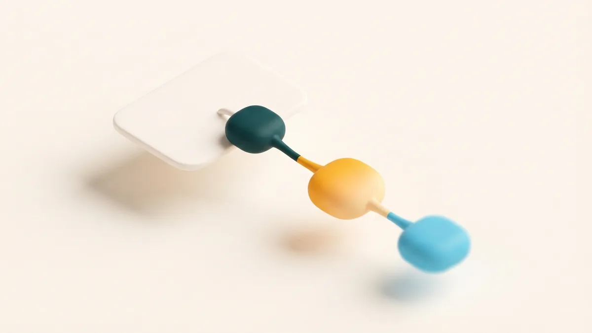 Clay nodes and chain forming a simple path for creating an Instagram bio link