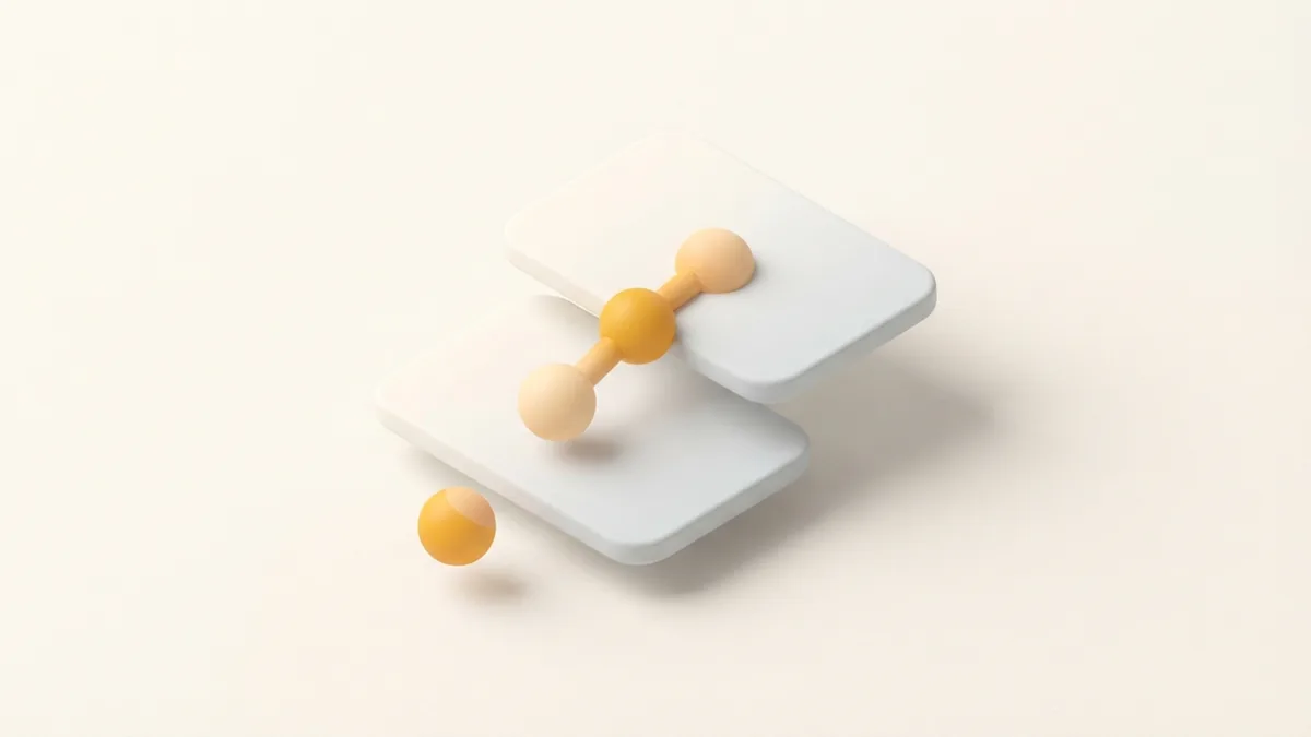 Abstract connected cards showing a creator app linked to a social profile