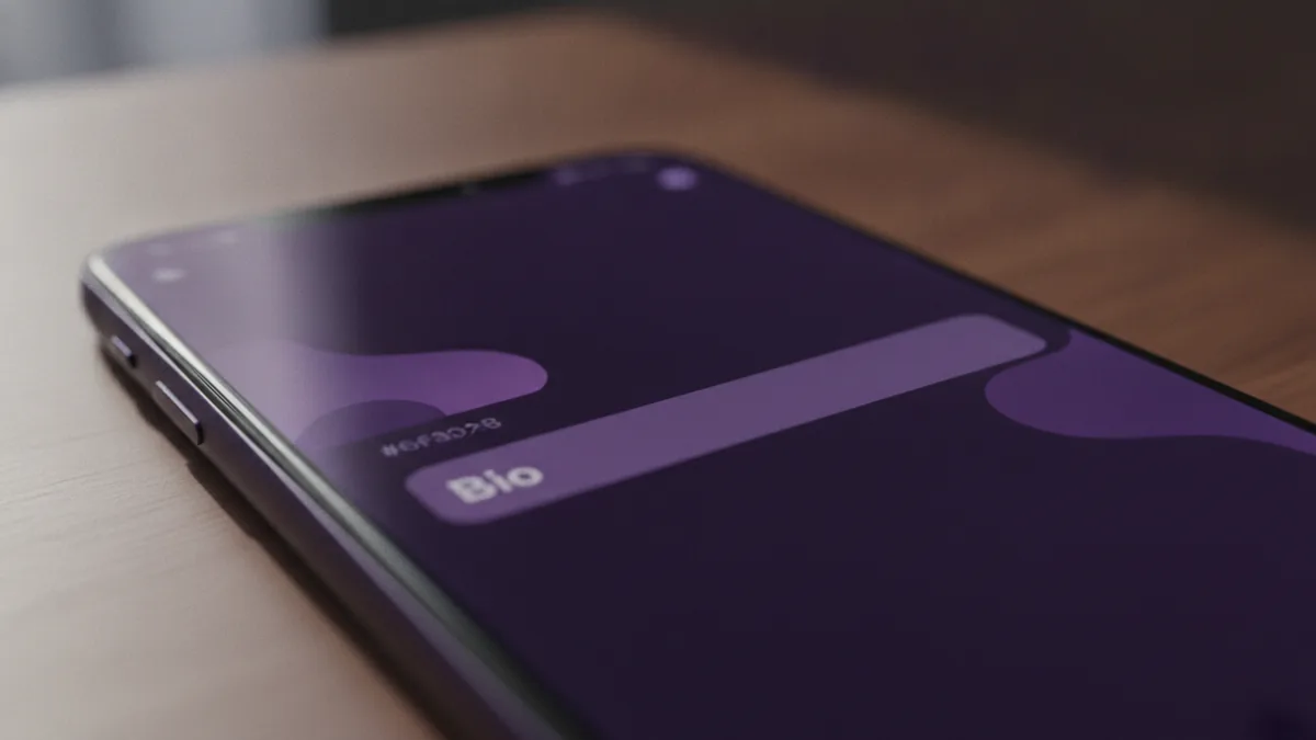 Close-up framing of a profile bio area on a mobile screen